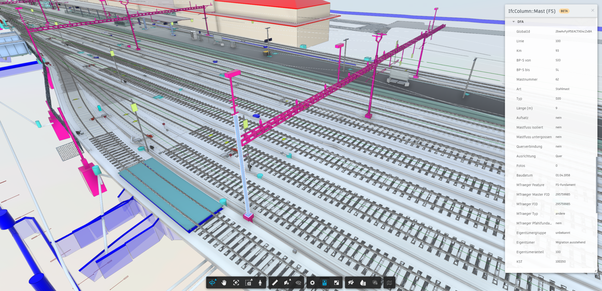 DRS BIM-Modellierung SBB-Bahnhofsanlage - SION-Objekt mit DfA Daten