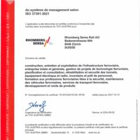 Rhomberg Sersa Rail AG ISO-Certificat 37301 (FR)