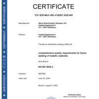 EN ISO 3834-2 Schweisstechnische Qualitätsanforderungen Rhomberg Sersa Rail Machine AG (DE & EN)