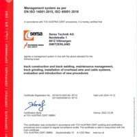 ISO 14001 & 45001 Managementsystem Sersa Technik AG (EN)