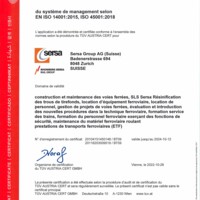 ISO 14001 & 45001 Système de management Sersa Group AG CH (FR)