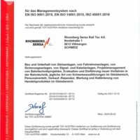 ISO 9001+14001+45001 Managementsystem Rhomberg Sersa Rail Tec AG (DE)