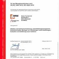 ISO 14001 & 45001 Managementsystem Sersa Technik AG (DE)