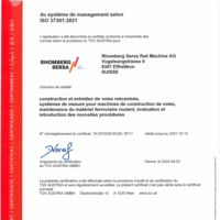 Rhomberg Sersa Rail Machine AG ISO-Certificat 37301 (FR)