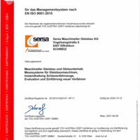 ISO 9001 Qualitätsmanagement Sersa Maschineller Gleisbau AG