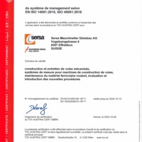 ISO 14001 & 45001 Système de management Sersa Maschineller Gleisbau AG (FR)