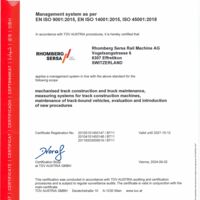 ISO 9001+14001 + 45001 Managementsystem Rhomberg Sersa Rail Machine AG (EN)