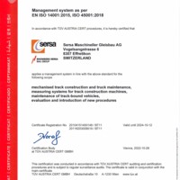 ISO 14001 & 45001 Managementsystem Sersa Maschineller Gleisbau AG (EN)