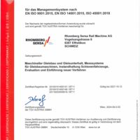 ISO 9001+14001+45001 Managementsystem Rhomberg Sersa Maschine AG (DE)