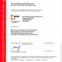 ISO 14001 & 45001 Managementsystem Sersa Maschineller Gleisbau AG (DE)