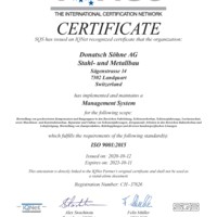 ISO 9001 Qualitätsmanagement IQNET Donatsch Söhne AG
