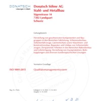 ISO 9001 Qualitätsmanagement SQS Donatsch Söhne AG