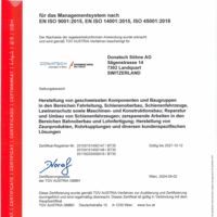 ISO 9001+14001+45001 Managementsystem Donatsch Söhne AG (DE)