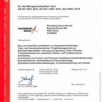 ISO 9001+1400+45001 Managementsystem Rhomberg Sersa Rail AG (DE)