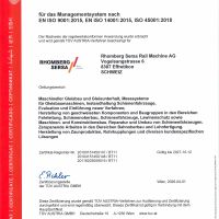 Rhomberg Sersa Rail AG ISO-Zertifikat 9001 14001 45001